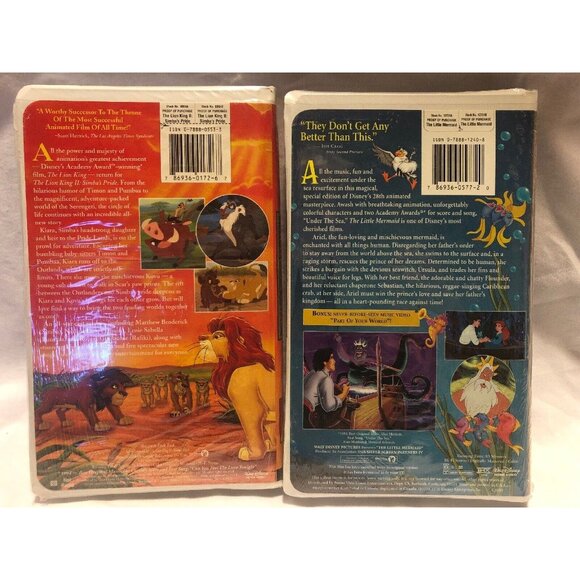 Disney VHS Lot The Lion King II Cinderella Little Mermaid Mary Poppins Sealed - Picture 3 of 5